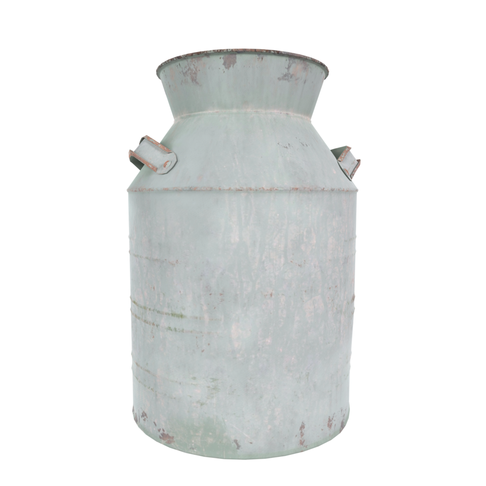 Vintage metal milk can in simple design for farm use png