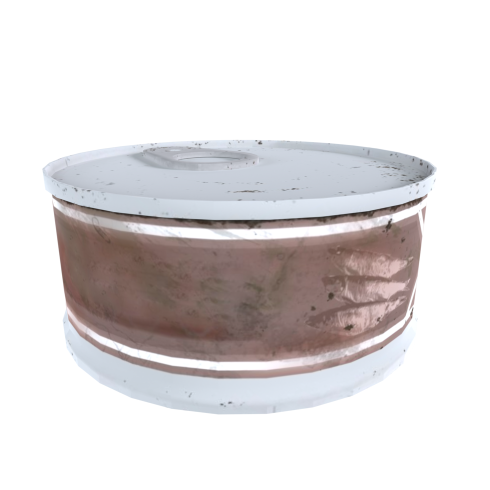 3D rendering of a cylindrical container with a weathered exterior png