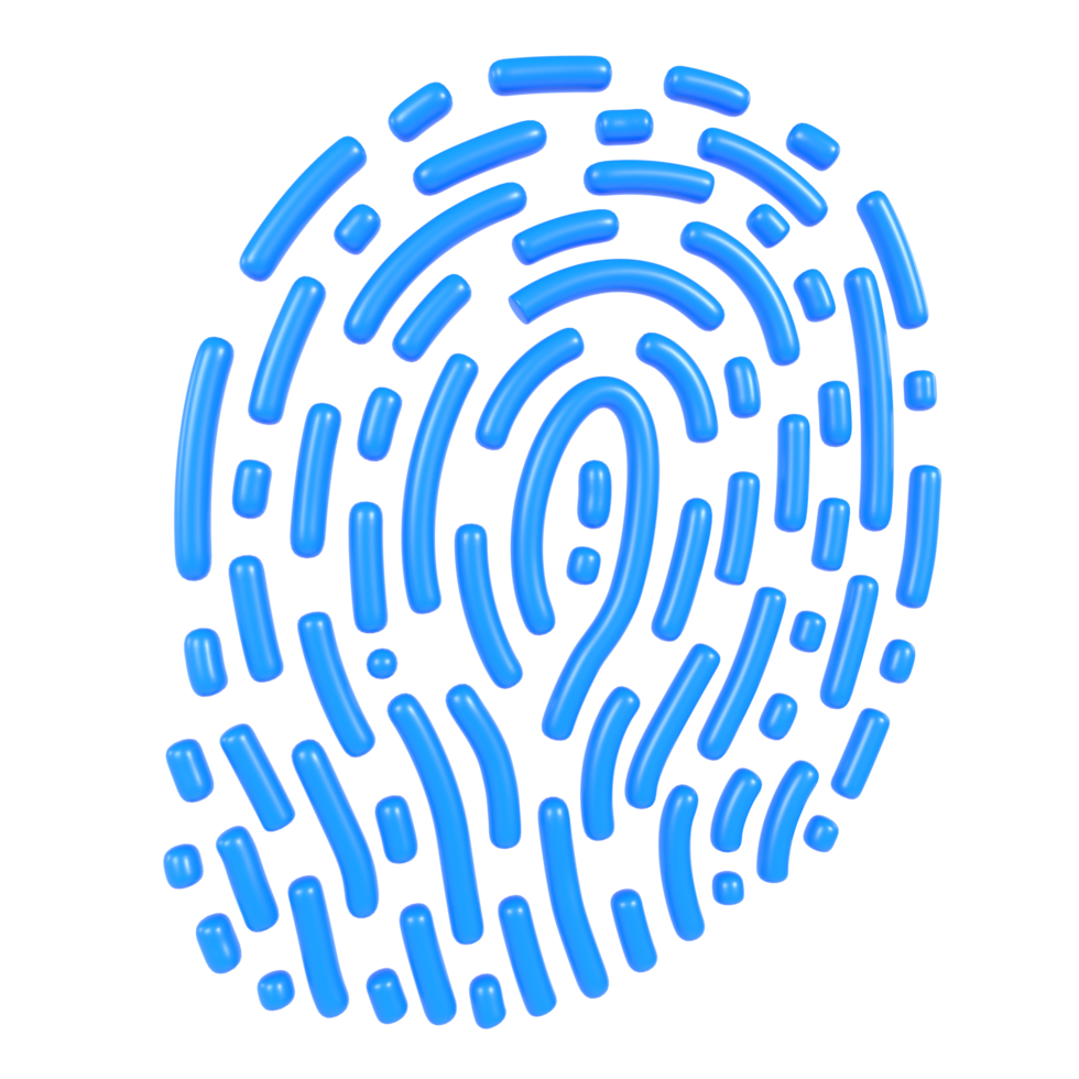 Blue fingerprint design isolated on transparent png
