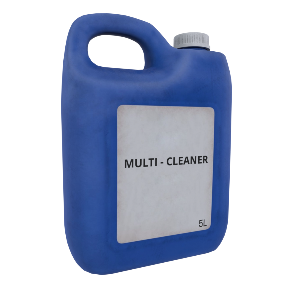 Blue plastic container for multi-cleaner in 3D render design png