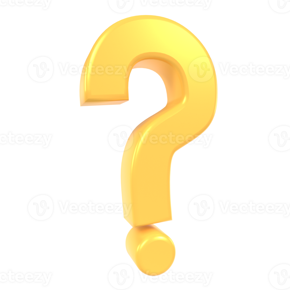 Yellow question mark symbol isolated on transparent png