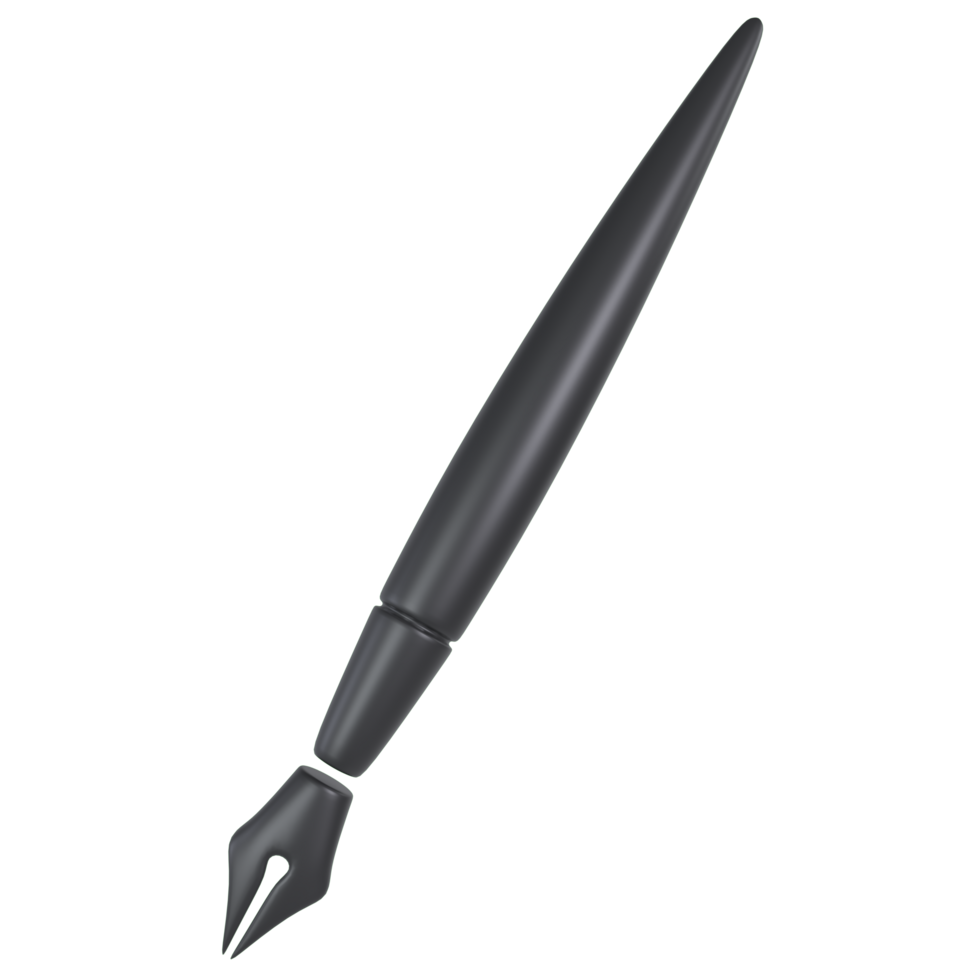 Elegant black fountain pen isolated on transparent png