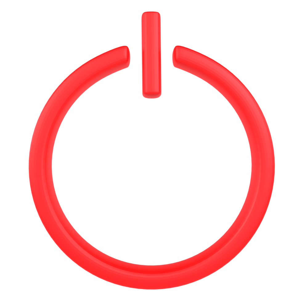 Red power symbol icon isolated on transparent png