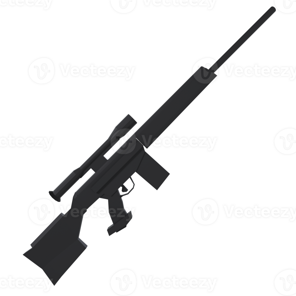 Black sniper rifle isolated on transparent png