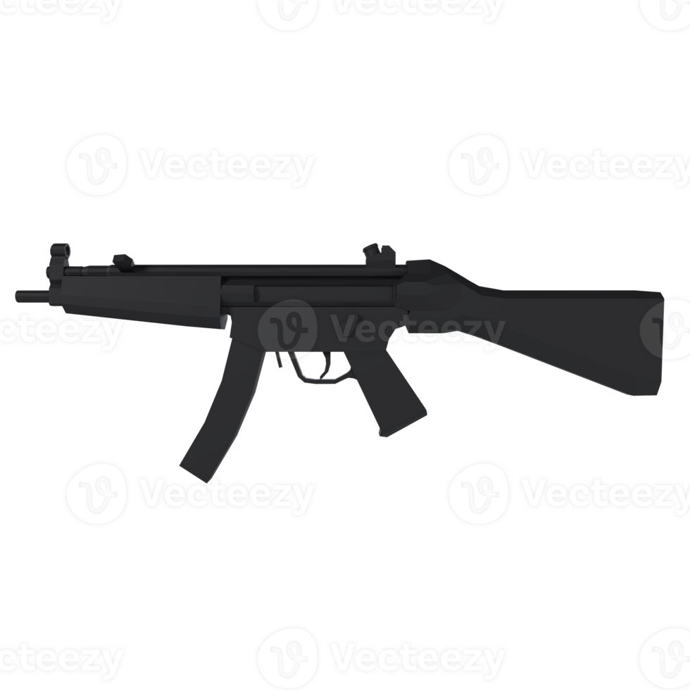 Submachine gun design isolated on transparent png