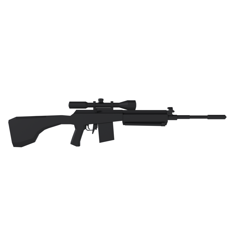 Black rifle with scope isolated on transparent png