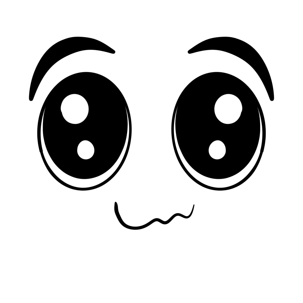 Cartoon face with big eyes and a smile png