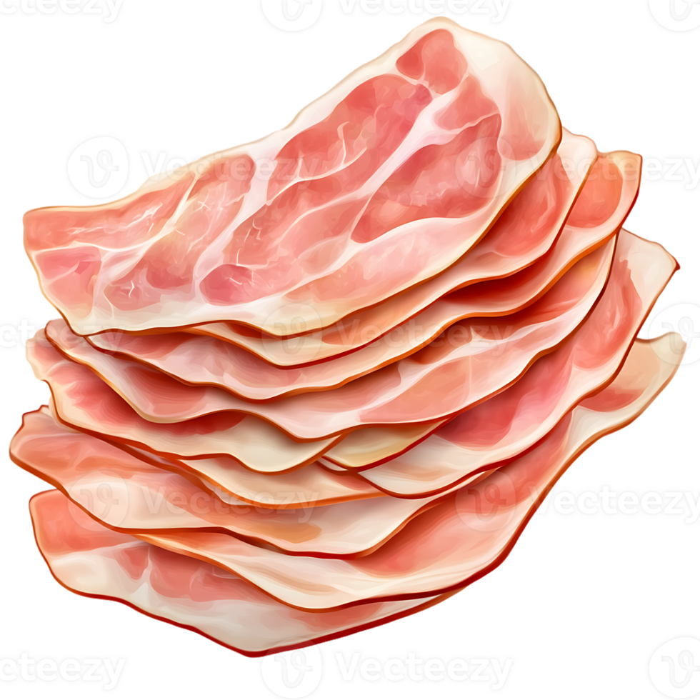 Sliced Ham isolate on transparent background. png