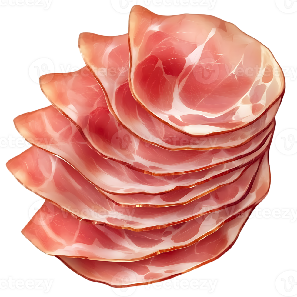 Sliced bacon isolate on transparent background. png
