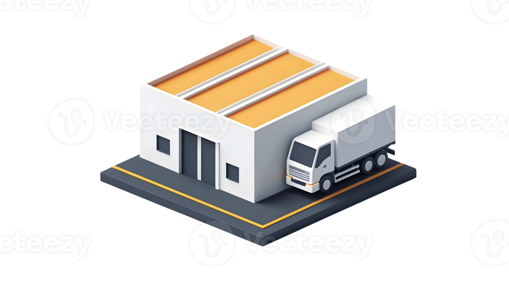 Logistics and Distribution Center with Truck A Modern Industrial Illustration for Business and png