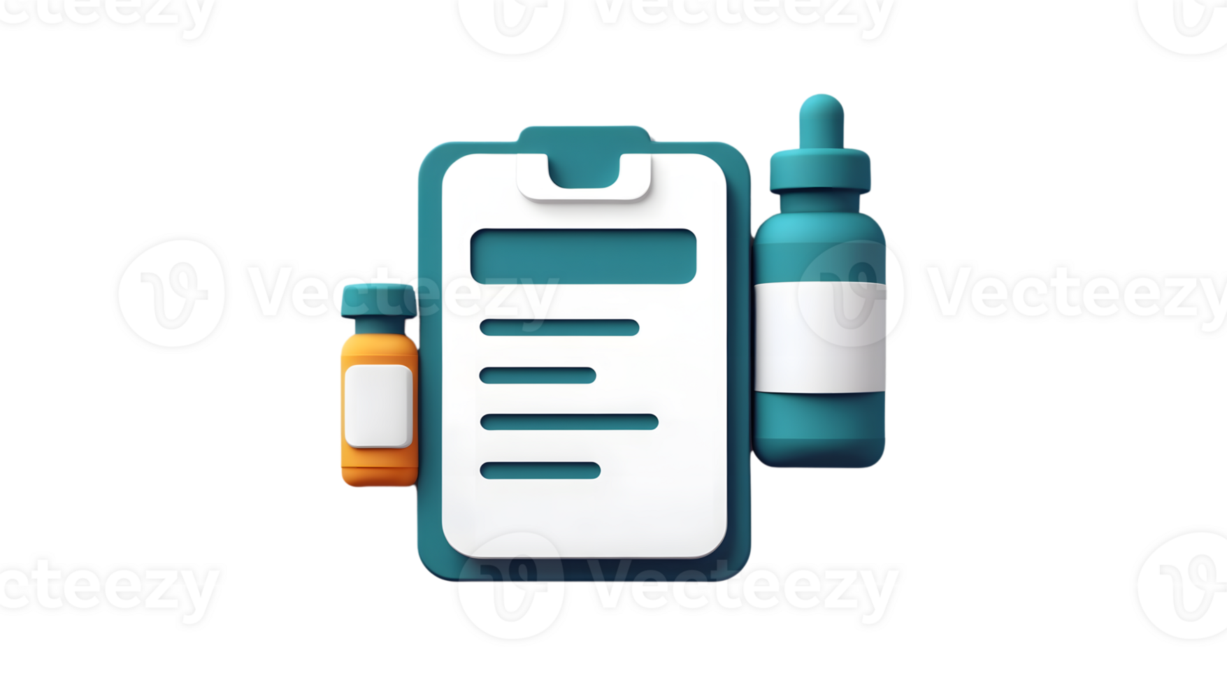 Medical Checklist with Bottles Essential Healthcare Tools for Documentation and Medication Man png
