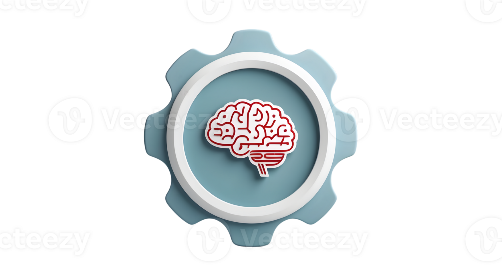 Brain Icon with Gear Design Symbolizing Intelligence and Innovation for Technology, Education, png
