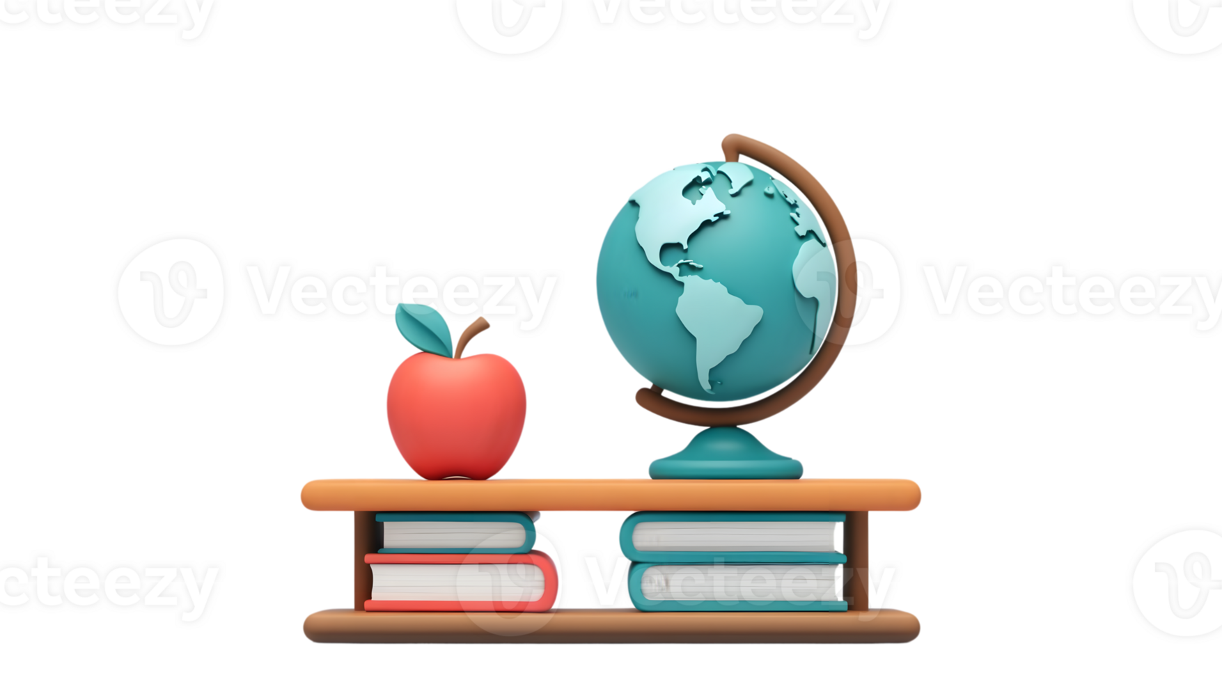 Educational Setup with Apple, Globe, and Books for Learning and Knowledge png