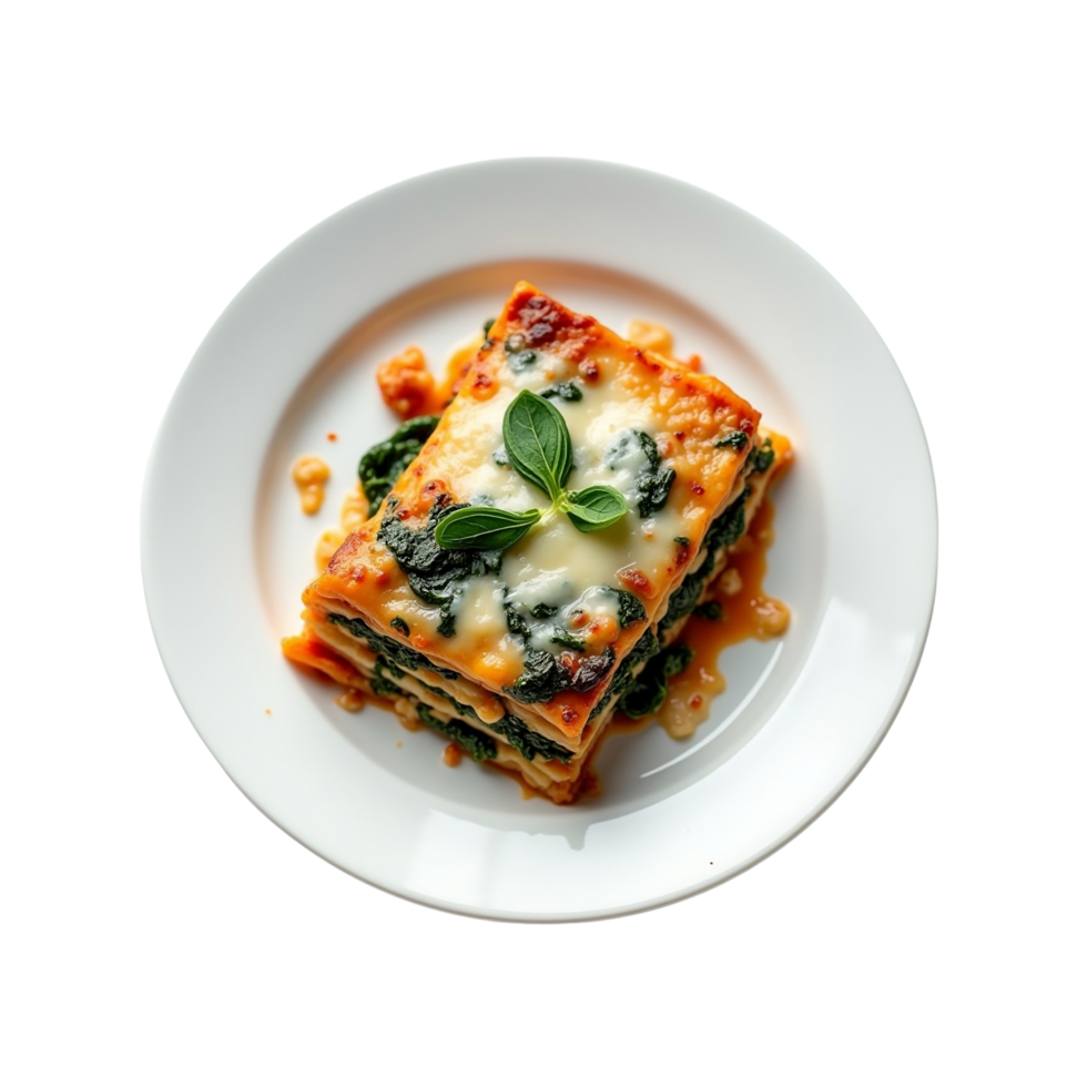 Portion of cannelloni with meat, tomato sauce and cheese , italian cuisine, top view png