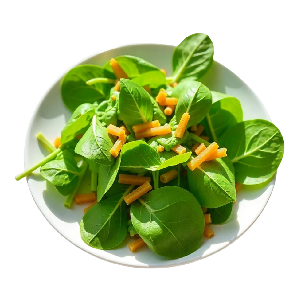 A plate of spinach and cheese salad png