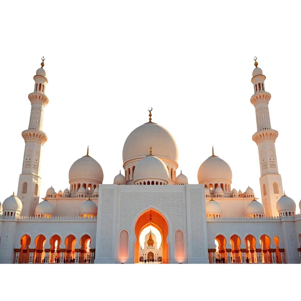 A large white mosque with many minarets png