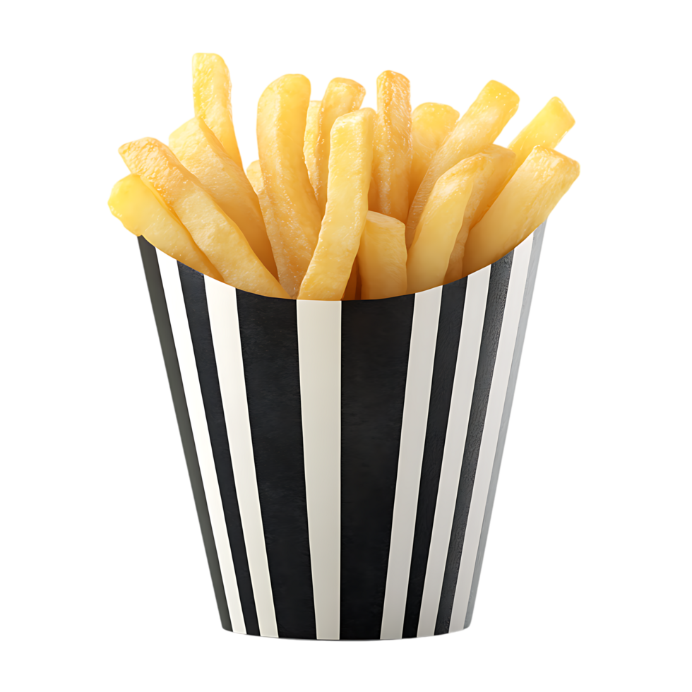 French Fries in Red Container Against Transparent Background png
