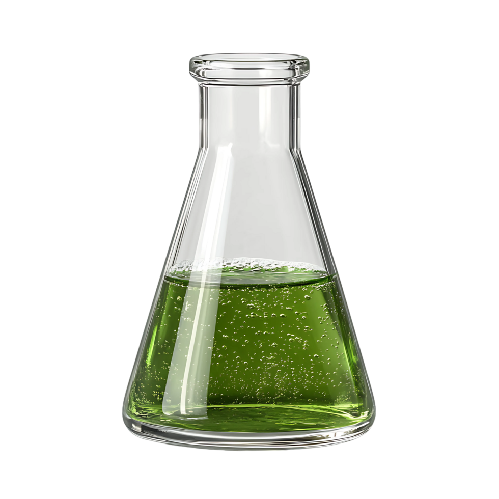 Glass Flask with Green Chemical Solution - High-Resolution png