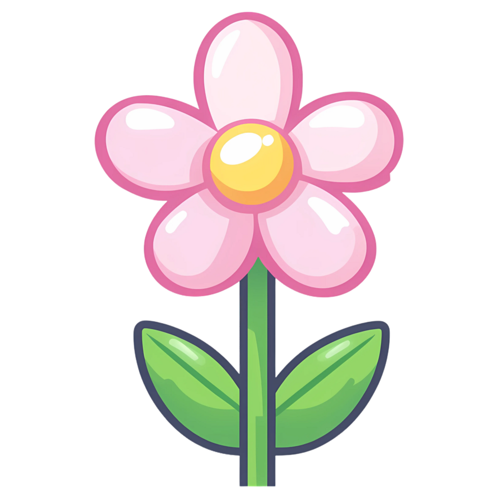 Beautiful Pink Flower and Lush Green Leaves png