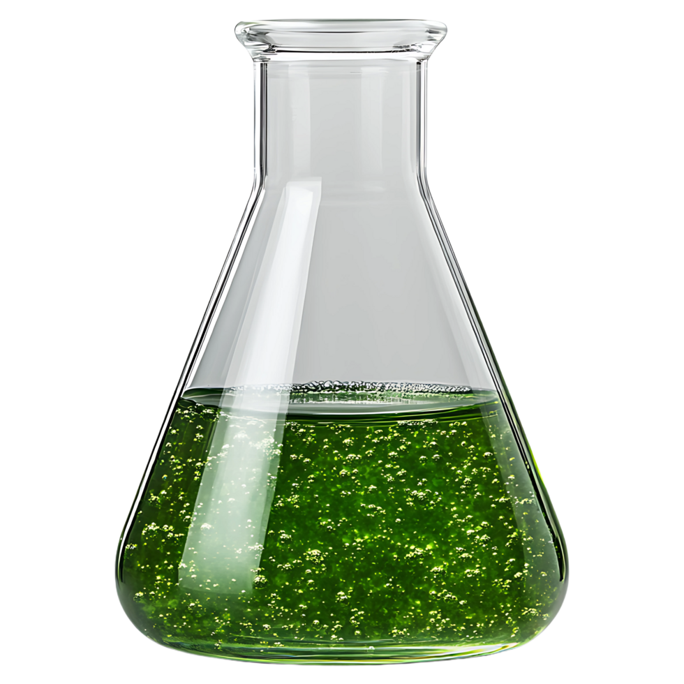 Glass Flask with Green Liquid - Transparent Cutout png