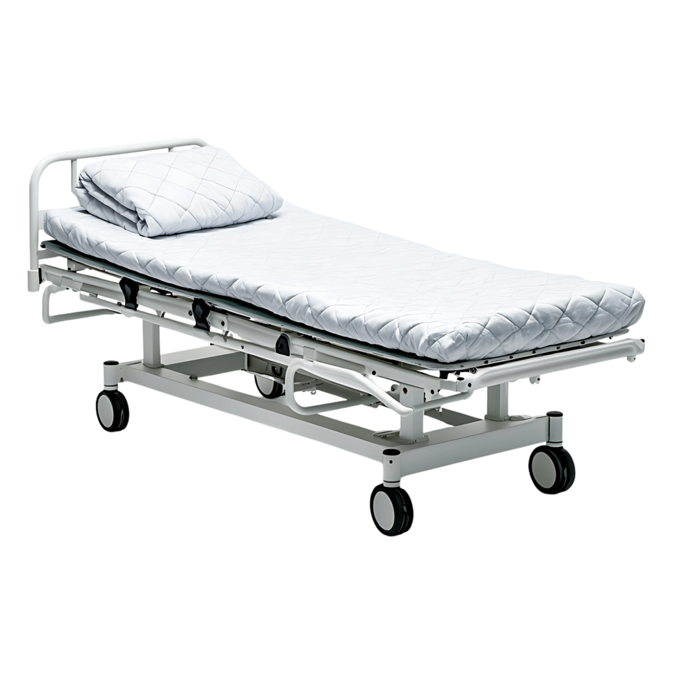 A hospital bed with a mattress on top png
