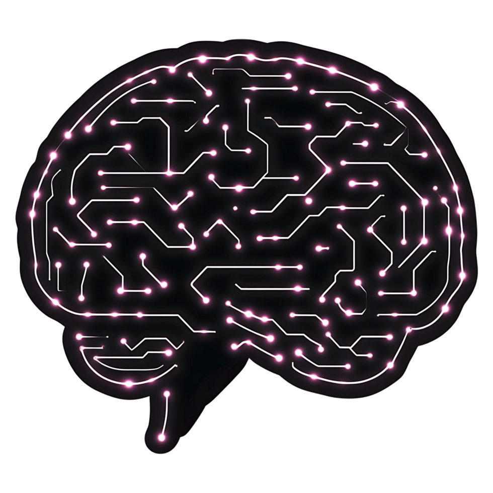 A brain with glowing lines on it png