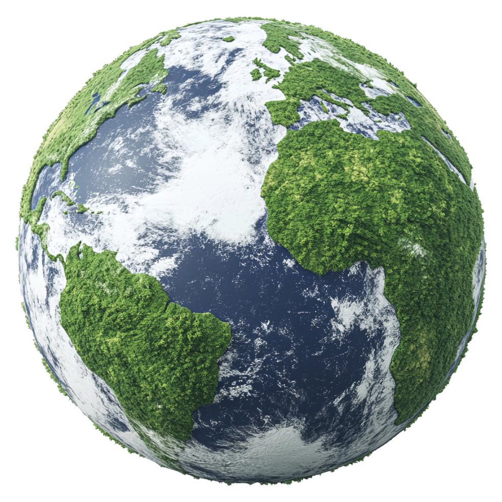 The earth is shown in a green and white color png