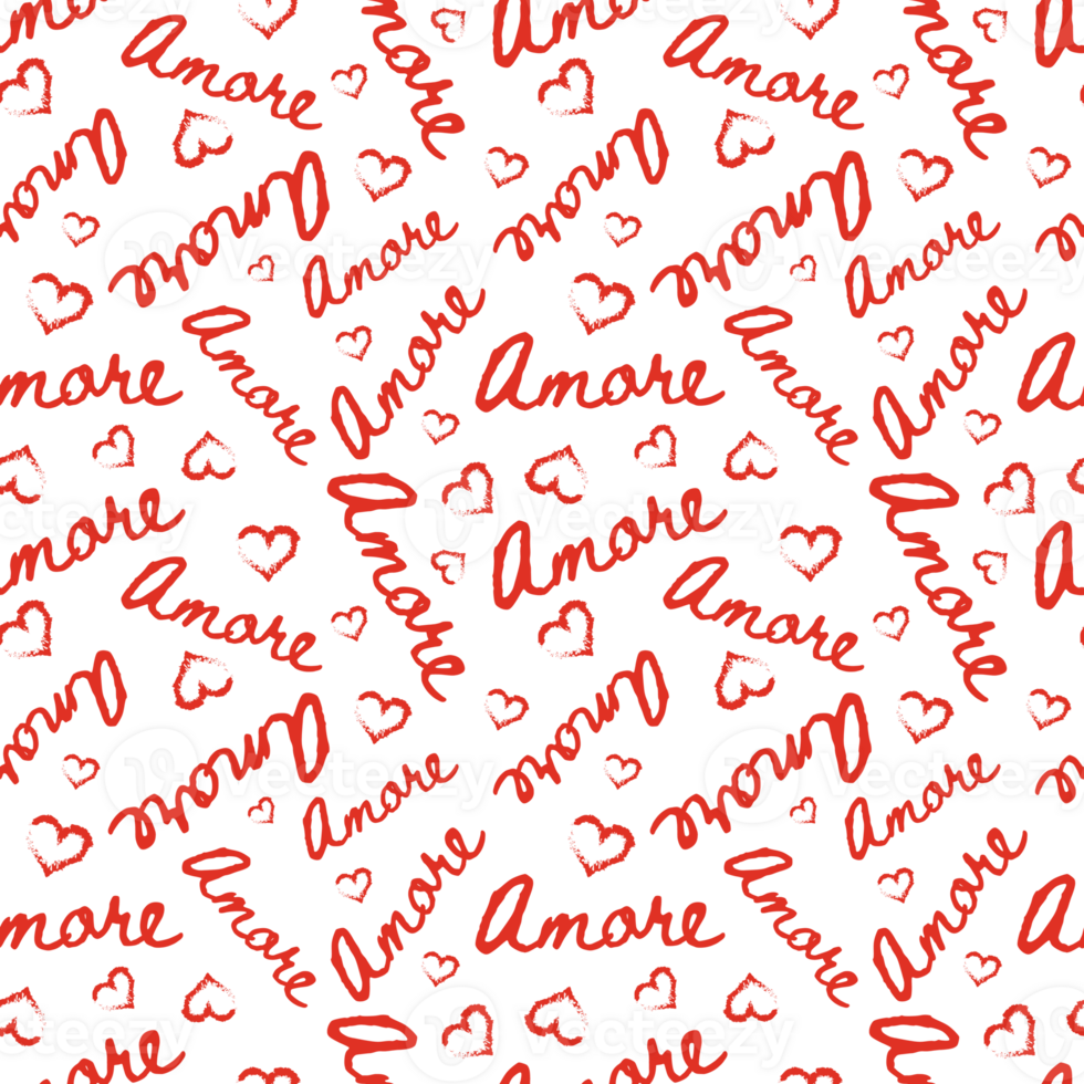 Valentine's Day romantic pattern with amore quote png