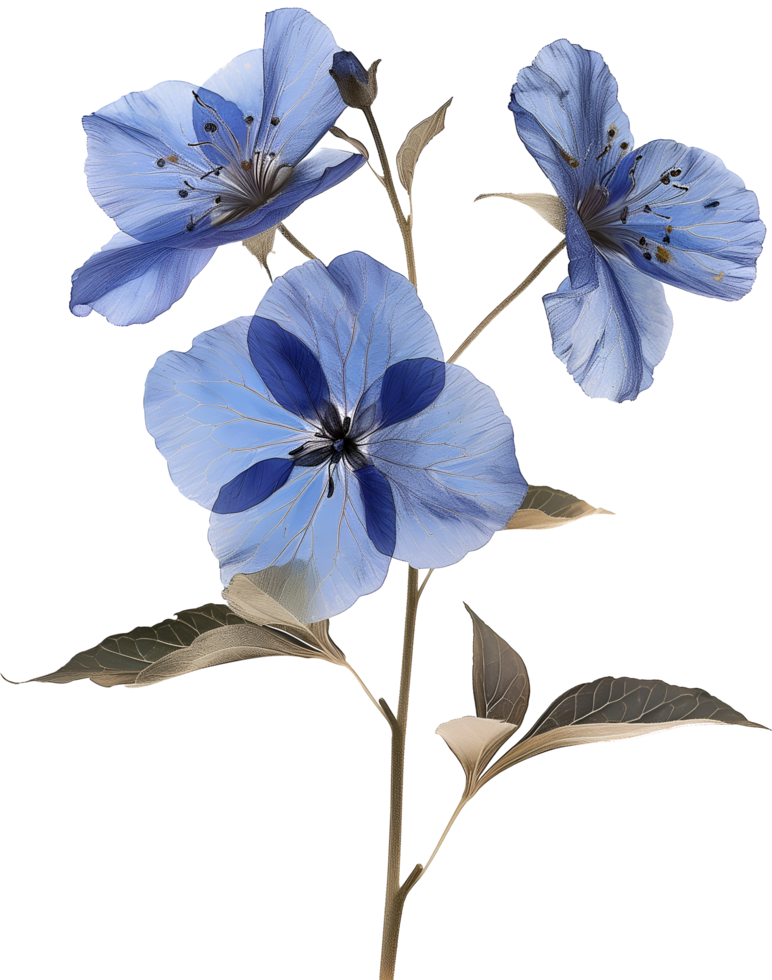 Gentle blue realistic flower for scrapbook collage png