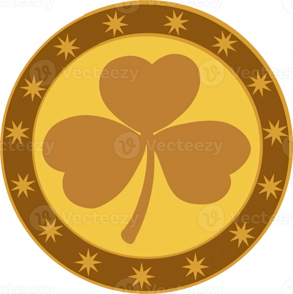 A stylized golden shamrock symbol representing luck and prosperity. png