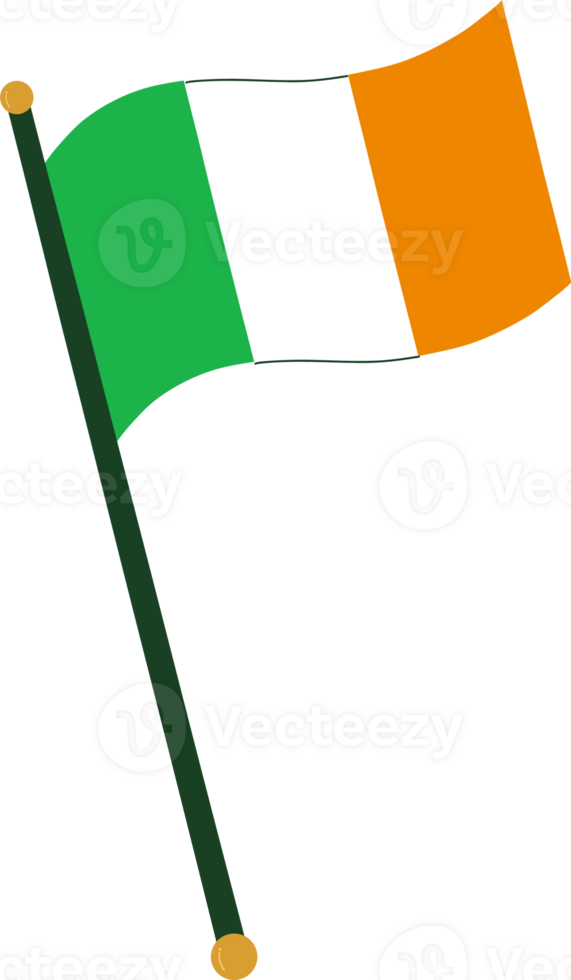 Vibrant illustration of the Irish flag waving in the wind, symbolizing national pride, festive occasion png