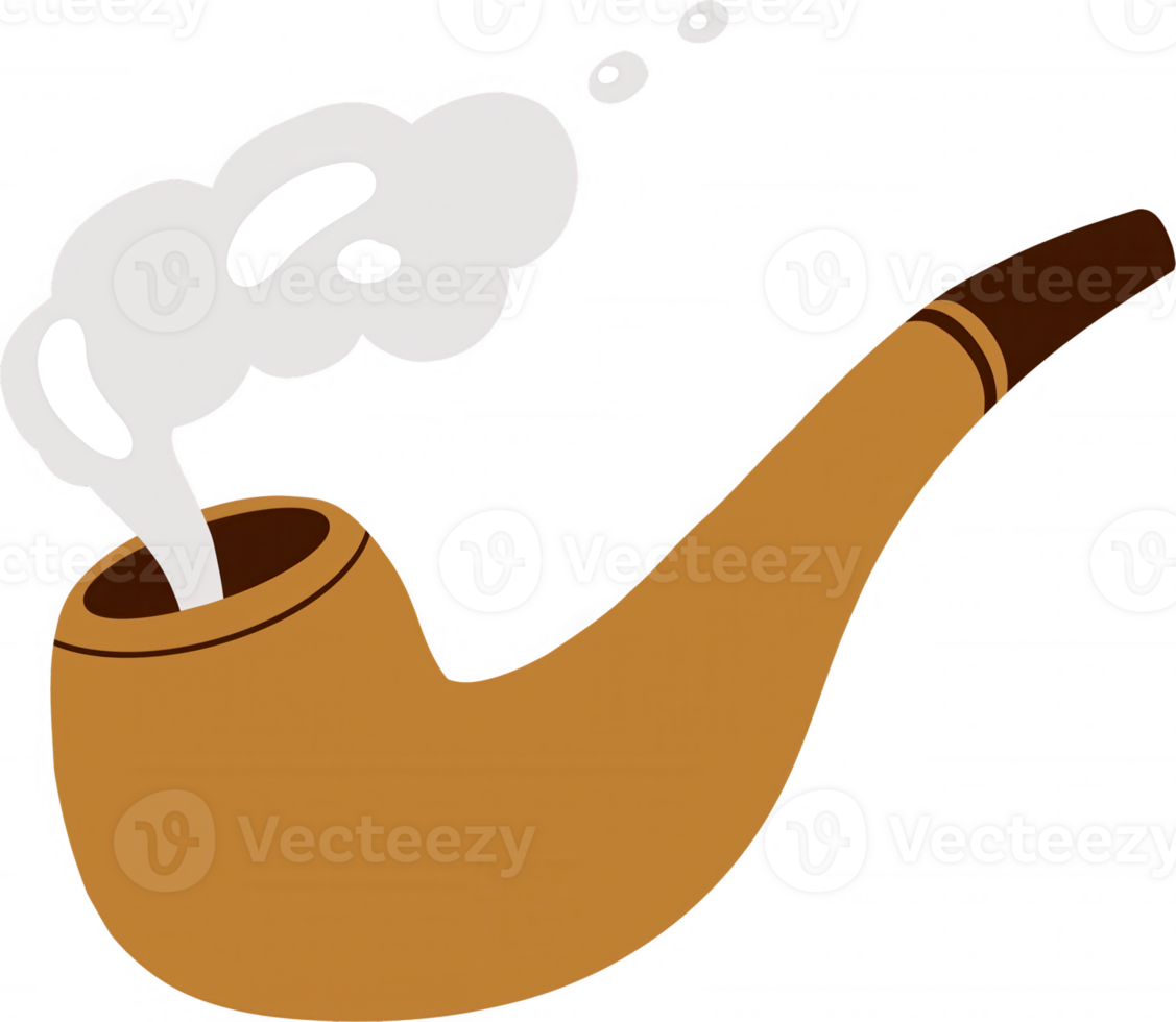 A vintage smoking pipe emitting smoke in a relaxed atmosphere. png