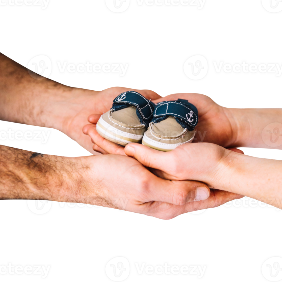Baby Shoes in Hands with transparent background png