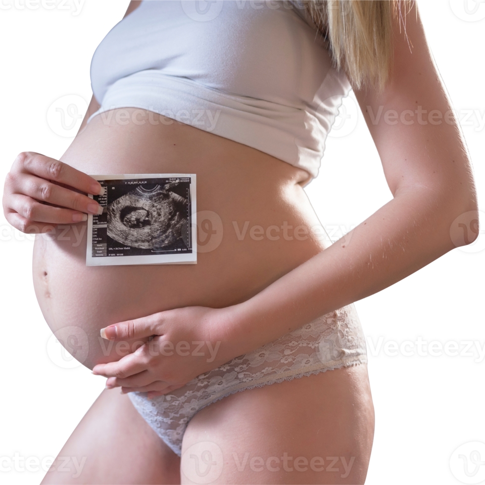 pregnant holding ultrasound image with transparent background png