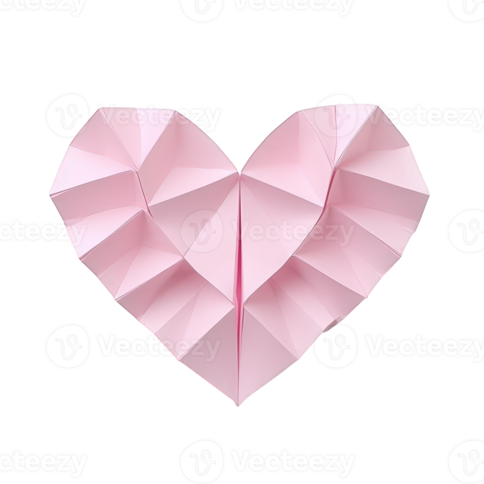 Pink compositions valentine paper heart folding, symbolizing love and tenderness, crafted with precision 3d romantic for against transparent backdrop png