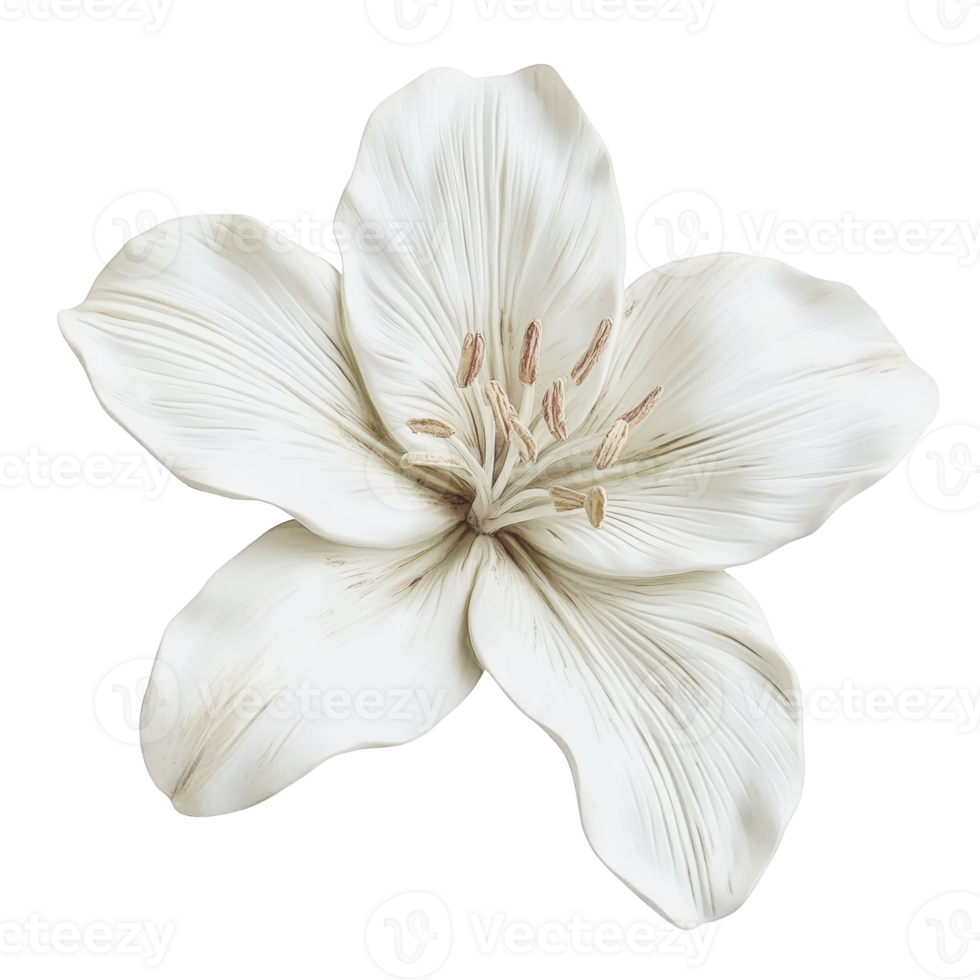 Realistic artificial white lily flower background, on transparent isolated perfect for design projects png