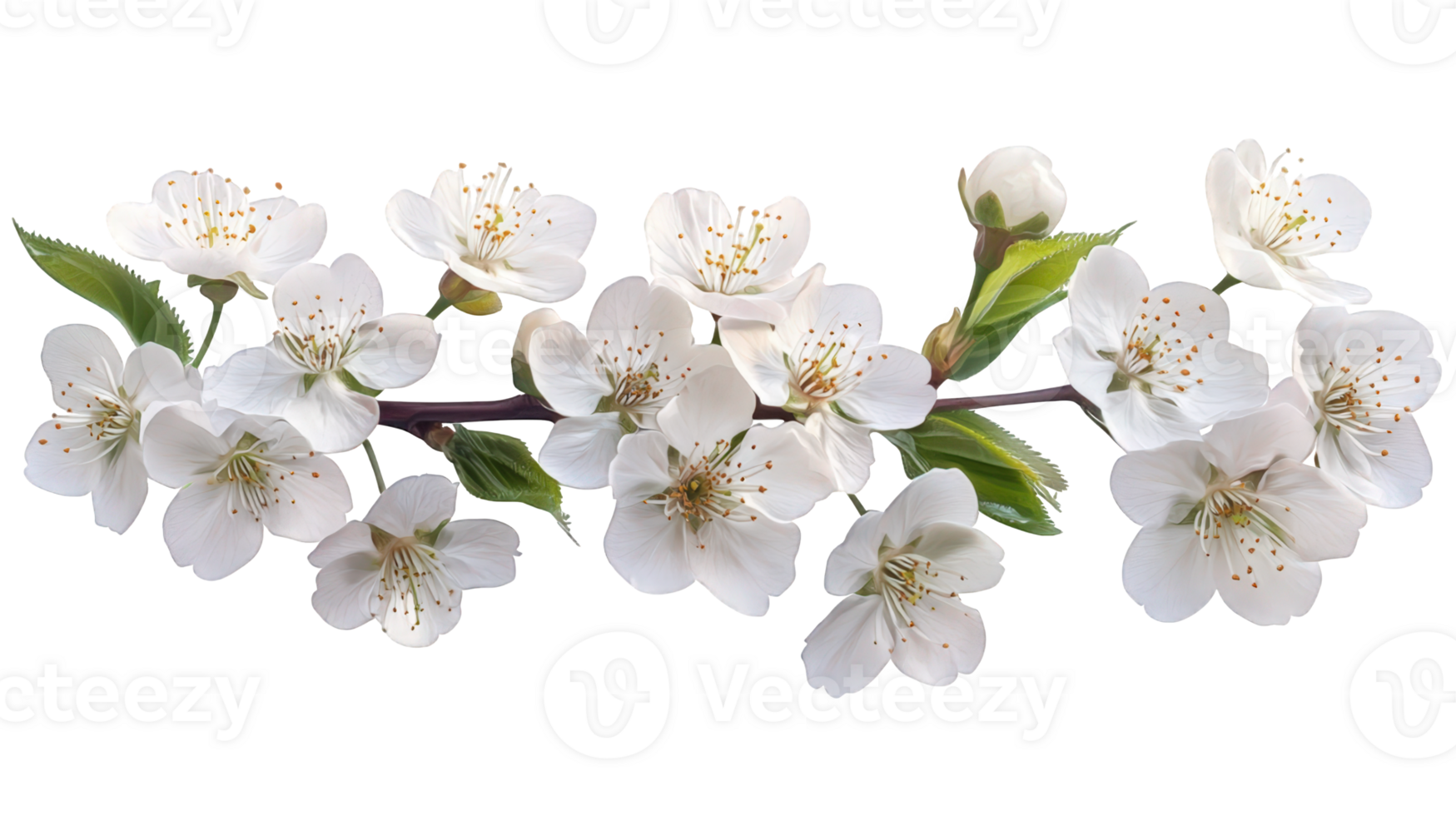 Delicate white cherry blossoms bursting from branch, transparency floral highlighting background spring elegance png