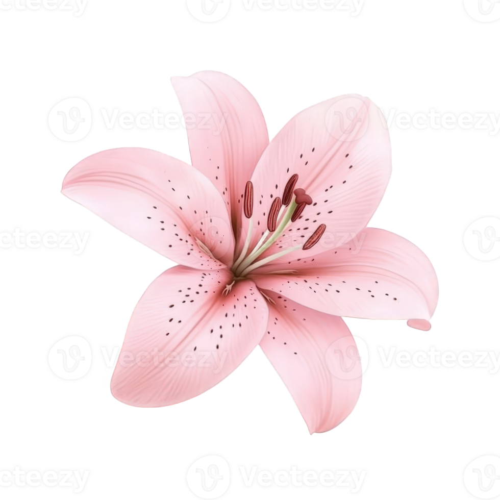 Beautiful pink lily flower blooming, isolated on transparent floral background designs and projects png