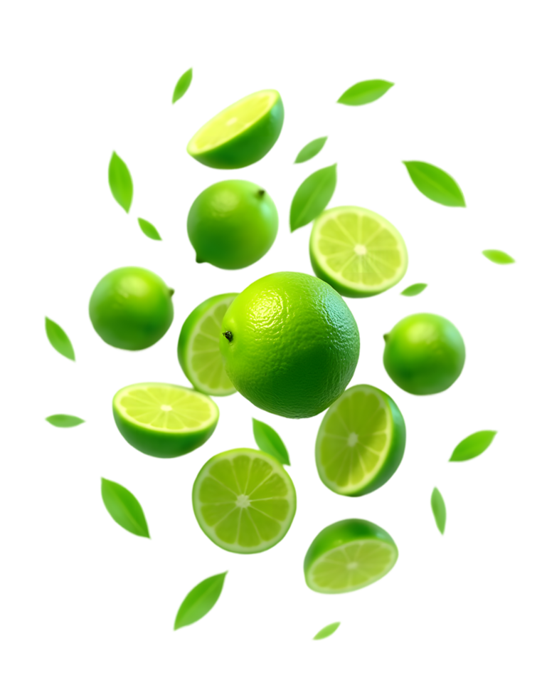 Lime green background with green limes and leaves png