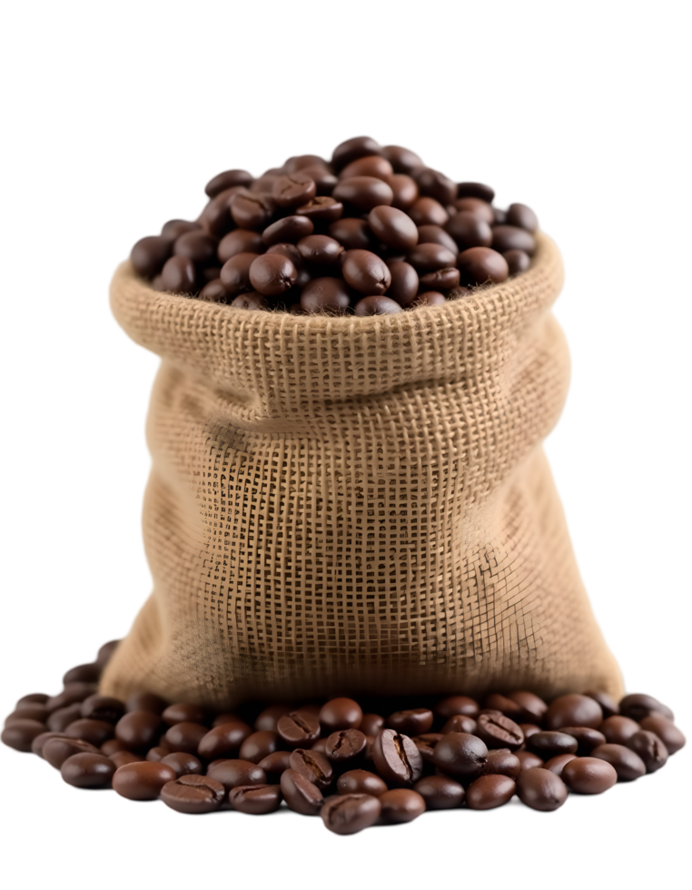 Sack full of coffee beans on transparent background png
