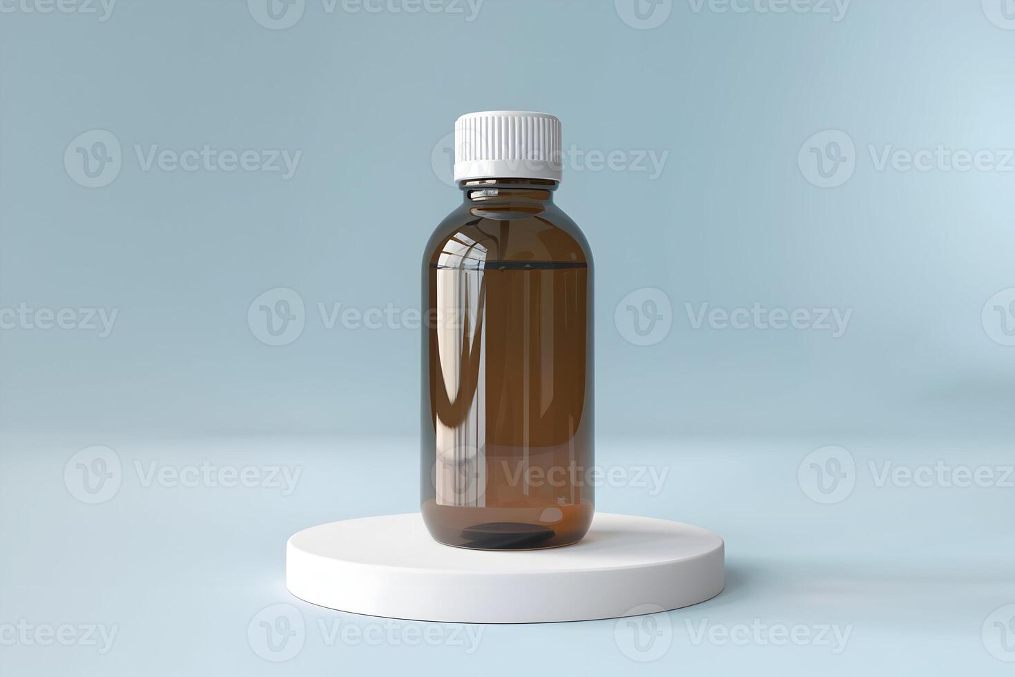 Transparent bottle on light blue gradient background emphasizes minimalist design photo
