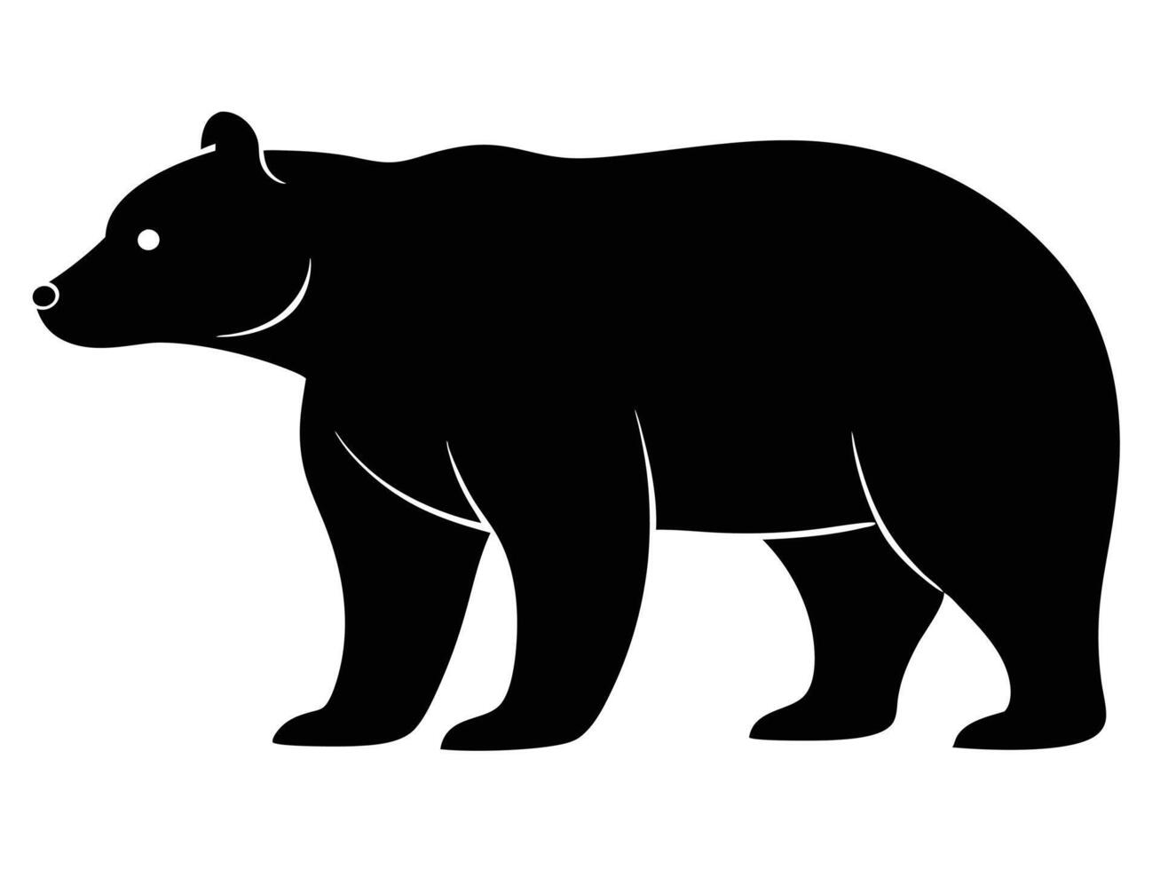 A black bear silhouette on a white background. Animal Black Silhouette Collection Perfect for Design and Art vector