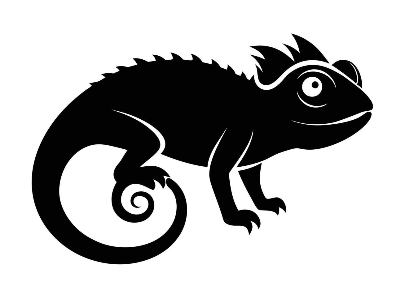 Chameleon silhouette on white background vector