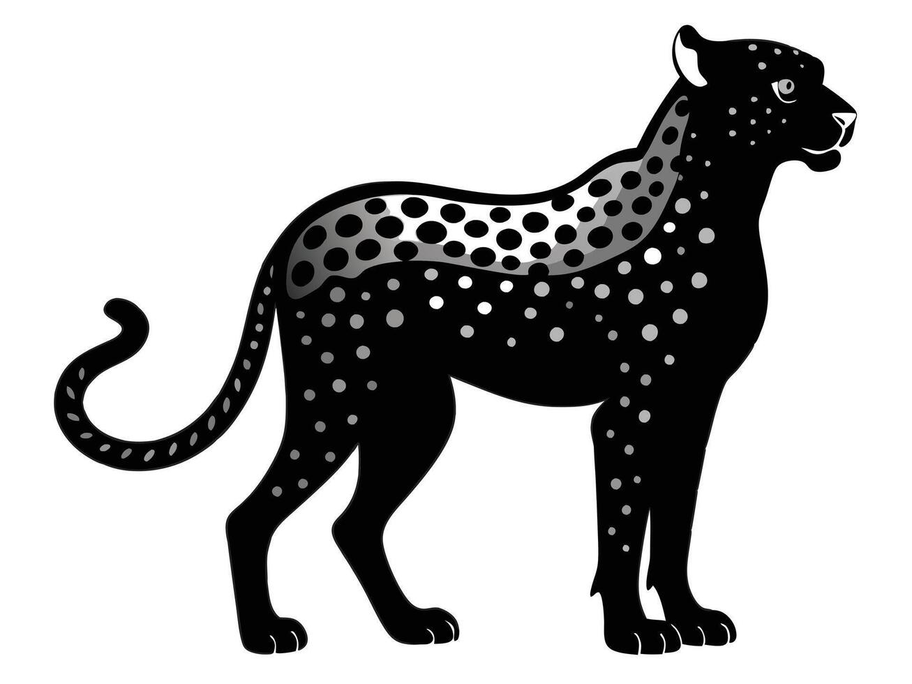 A black and white cheetah is standing in front of a white background vector