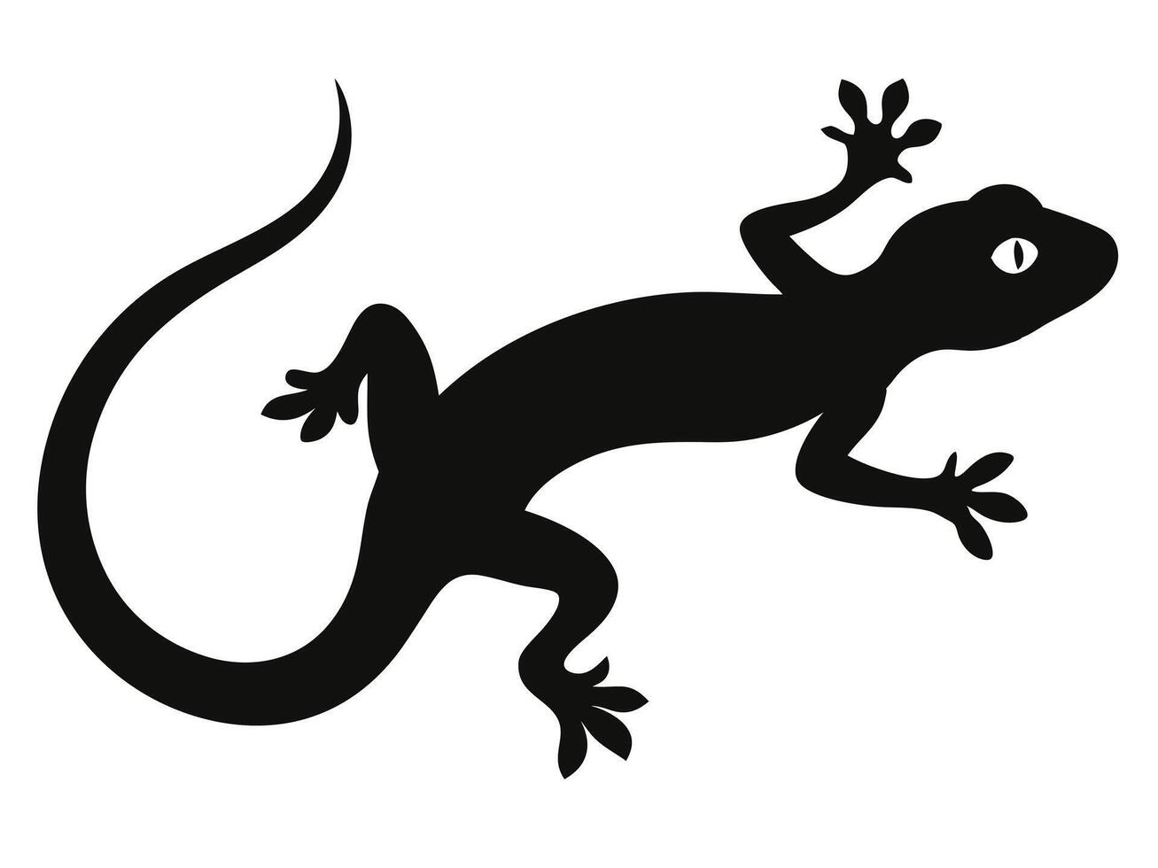 A black and white silhouette of a lizard vector