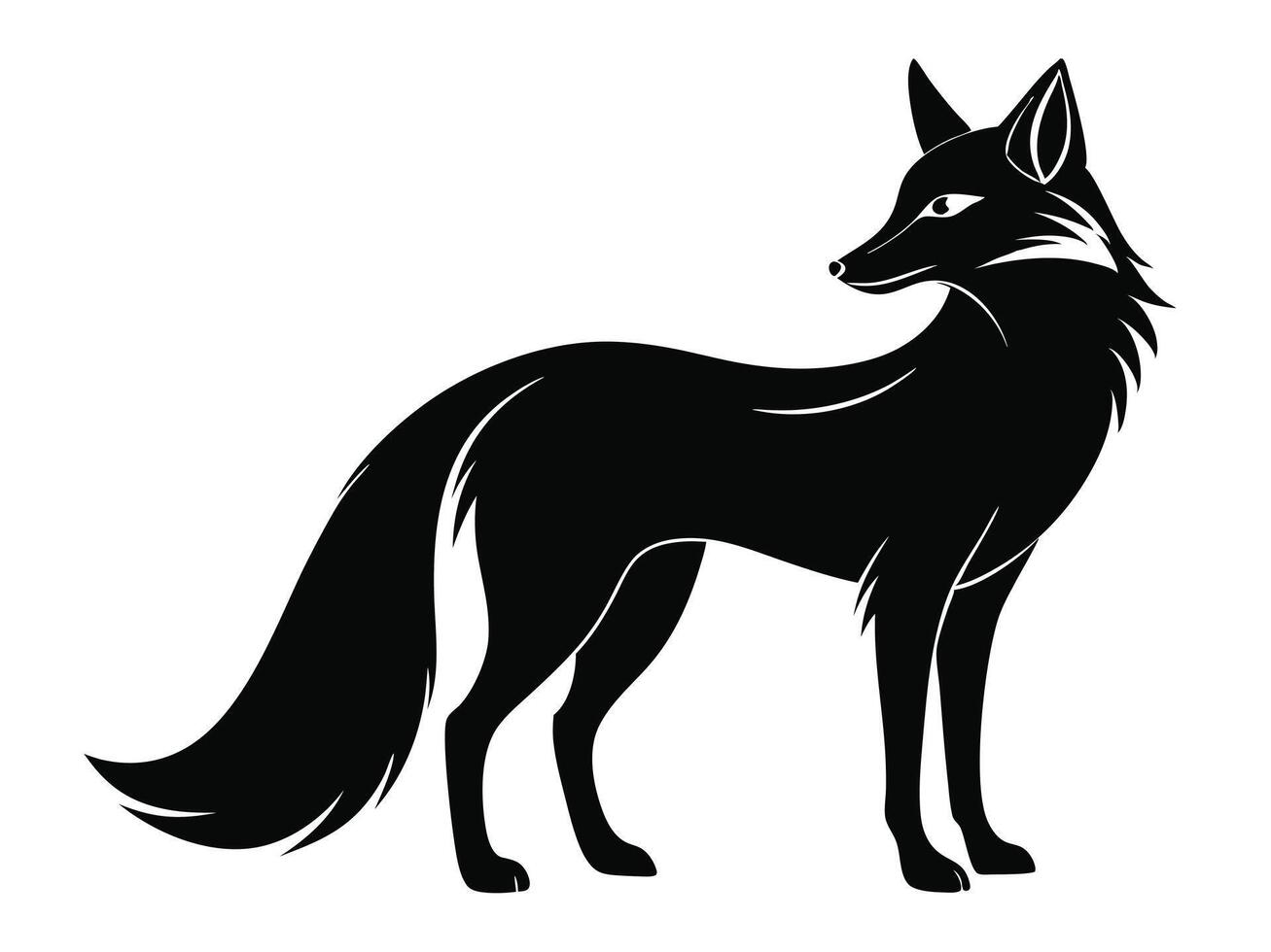 Black silhouette of a fox on a white background vector