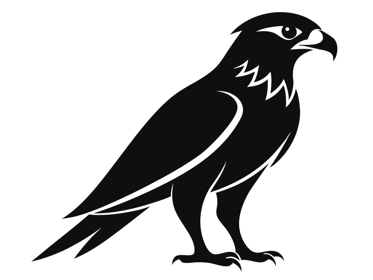 Black and white illustration of a hawk vector