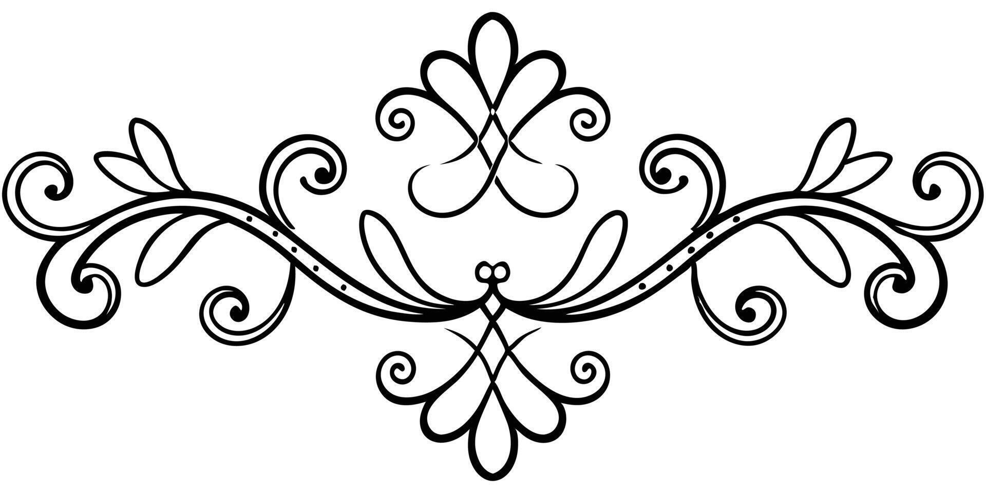 A black and white drawing of a scroll design vector