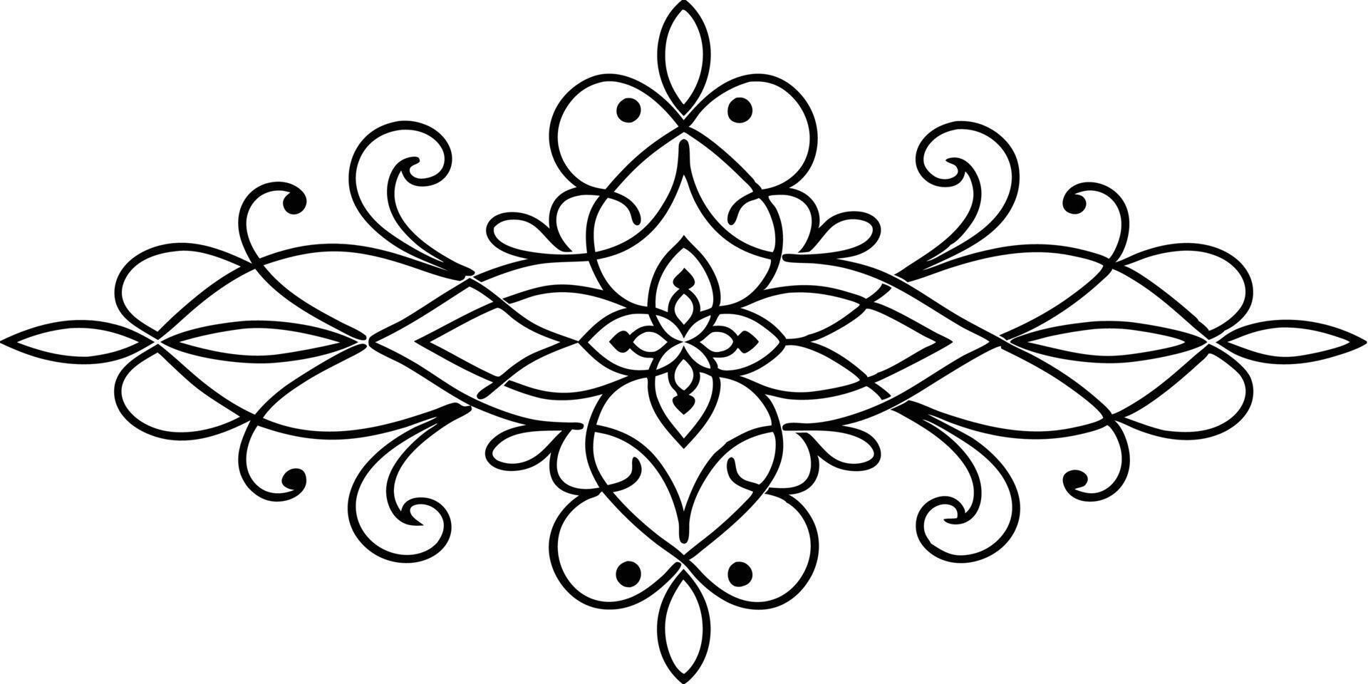 A black and white drawing of a decorative design vector
