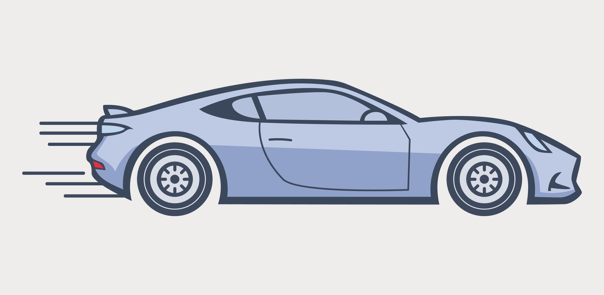 Illustration of a blue sports car side view on a white background. vector